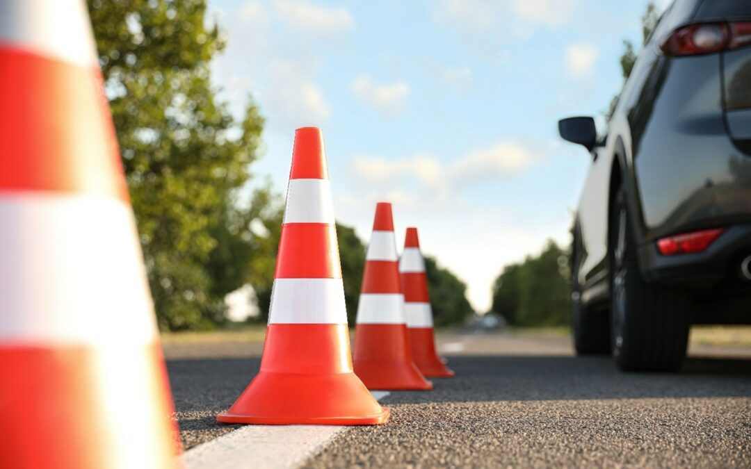 traffic cones on residential street